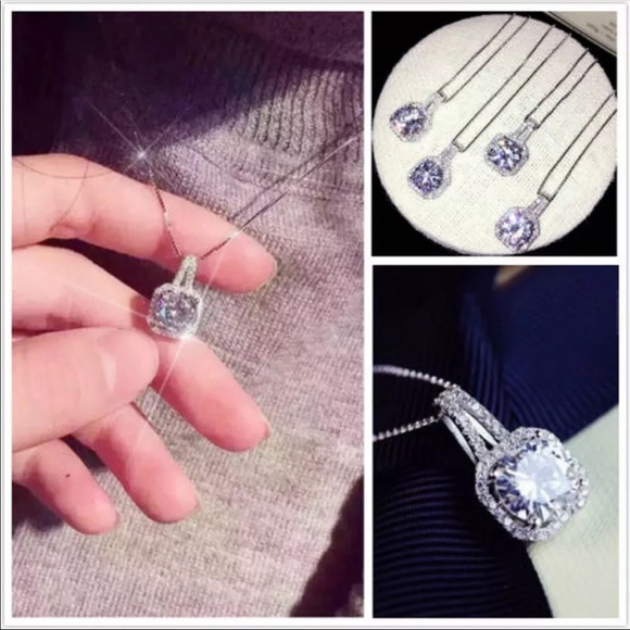 New Rhinestone Crystal Zircon Pendant Necklace - Picture 4 of 5